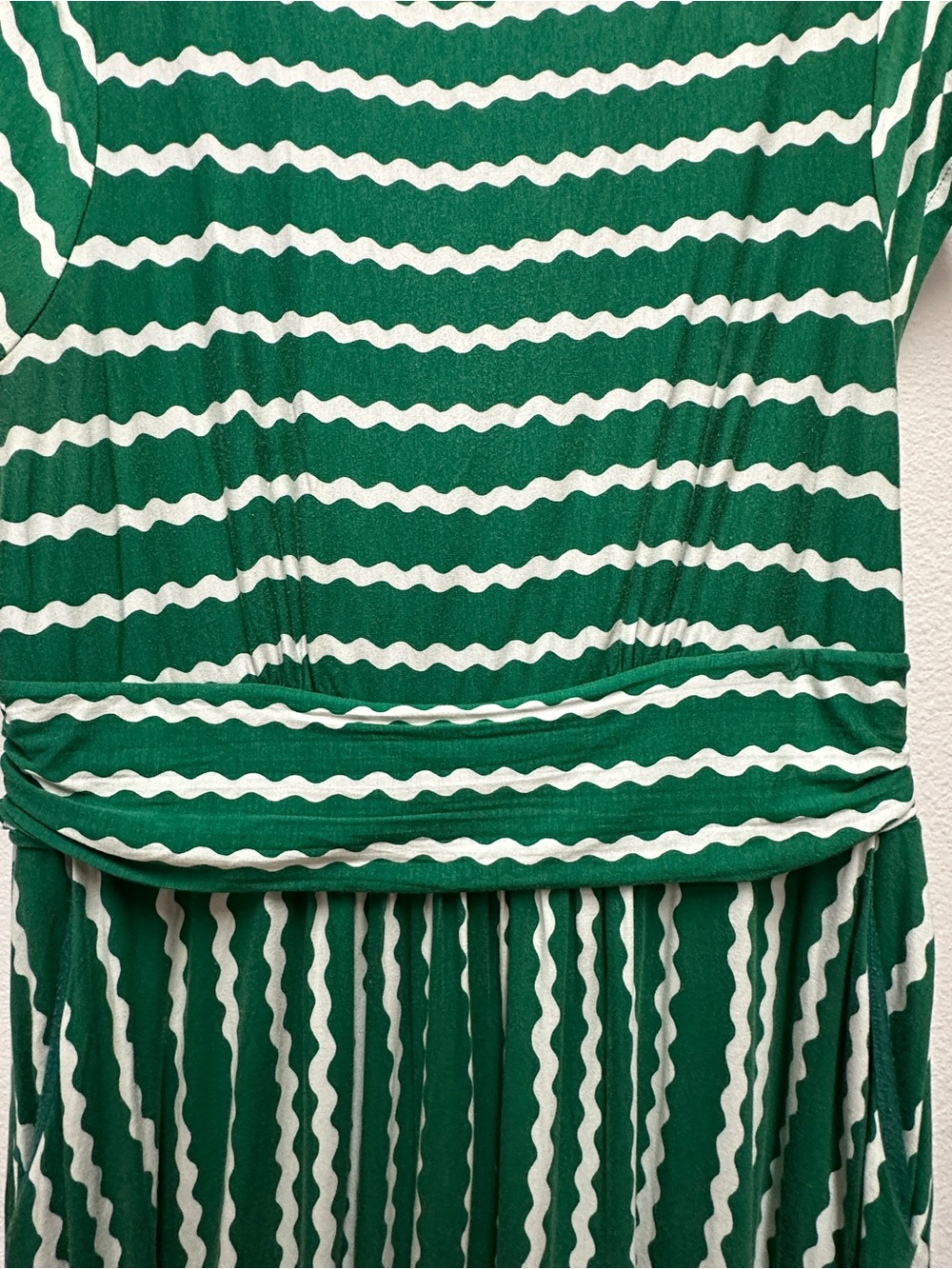 Boden Women’s Boat Neck Jersey Maxi Dress Green/White Wavy Stripes 16 Coastal - Picture 4 of 8